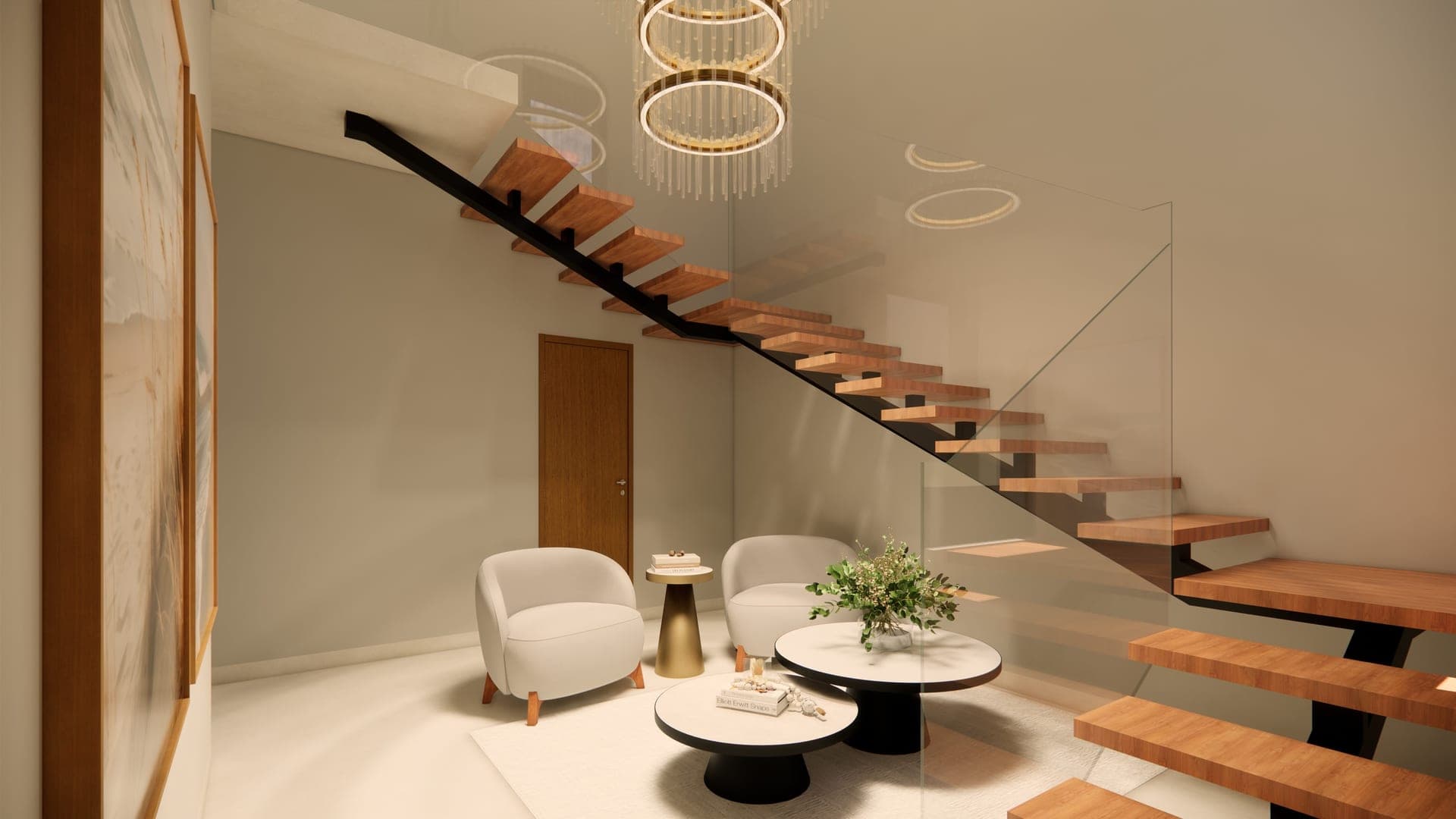 Escada em madeira da Casa Alexandre · Franca/SP, obra projetada e executada pela VR Construtora